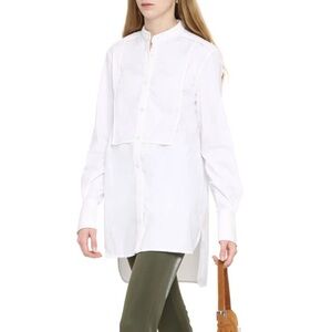 STAUD White Longline Button-Down Shirt